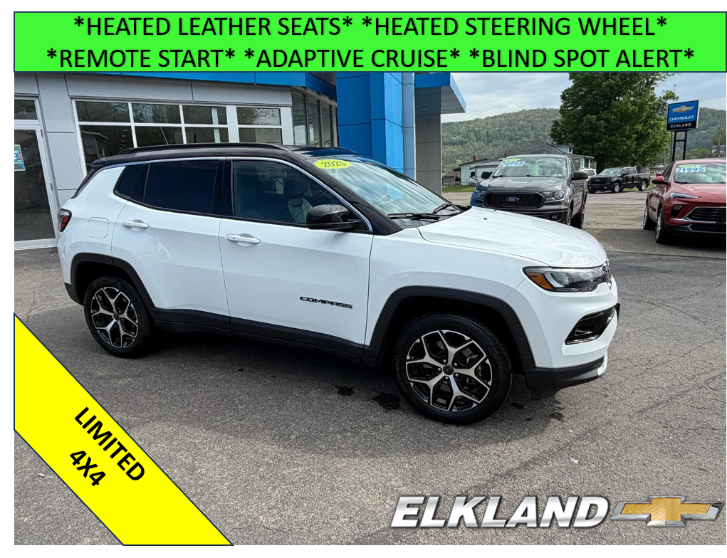 2025 Jeep Compass Limited in White — front three-quarter view