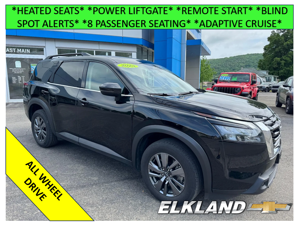 2025 Nissan Pathfinder SV in Black — front three-quarter view