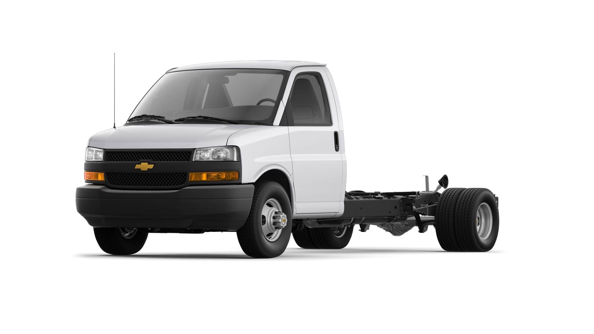 2026 Chevrolet Express Cutaway 4500 Base in Summit White — front three-quarter view