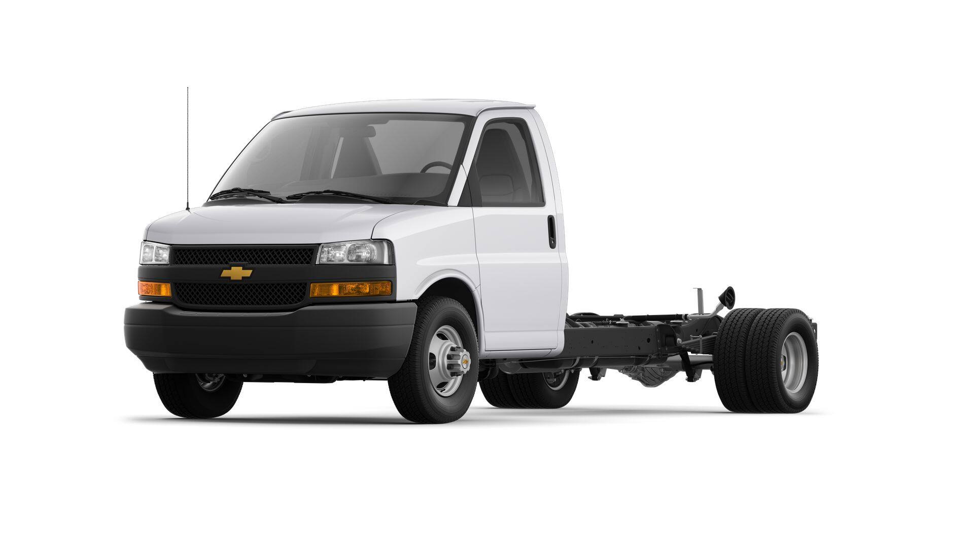 2026 Chevrolet Express Cutaway 4500 Base in Summit White — front three-quarter view